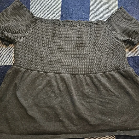 Moda International Womens Black Off The Shoulder Short Sleeve Top Size Large - Picture 7 of 7
